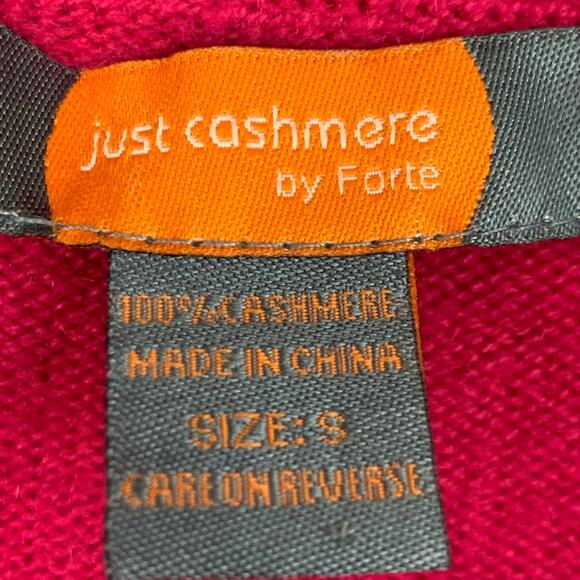 Just Cashmere by Forte Cardigan Womens Small Pink V-Neck Button Up Sweater - Picture 8 of 11